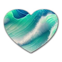 Beautiful Abstract Pastel Ocean Waves Heart Mousepad by GardenOfOphir