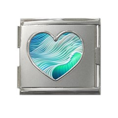 Pastel Abstract Waves Pattern Mega Link Heart Italian Charm (18mm) by GardenOfOphir