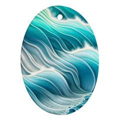 Pastel Blue Ocean Waves Iii Ornament (oval) by GardenOfOphir