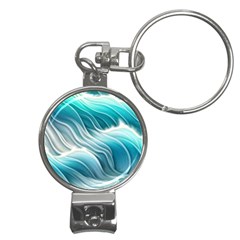 Pastel Blue Ocean Waves Iii Nail Clippers Key Chain