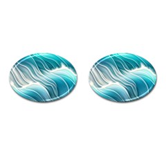 Pastel Blue Ocean Waves Iii Cufflinks (oval) by GardenOfOphir