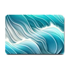 Pastel Blue Ocean Waves Iii Small Doormat by GardenOfOphir