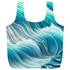 Pastel Blue Ocean Waves Iii Full Print Recycle Bag (xl) by GardenOfOphir