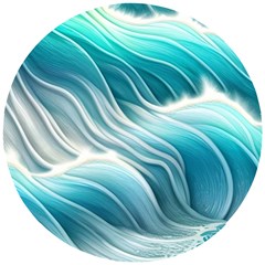Pastel Blue Ocean Waves Iii Wooden Puzzle Round