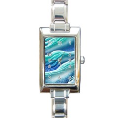 Pastel Beach Wave I Rectangle Italian Charm Watch by GardenOfOphir