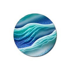 Pastel Beach Wave I Rubber Round Coaster (4 Pack) by GardenOfOphir