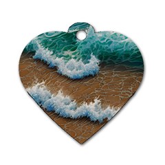 Abstract Waves Summertime On The Sea Dog Tag Heart (one Side) by GardenOfOphir