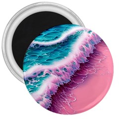 Summer Waves In Pink Ii 3  Magnets by GardenOfOphir