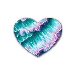 Summer Waves In Pink Iii Rubber Heart Coaster (4 Pack) by GardenOfOphir