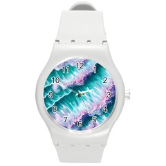 Summer Waves In Pink Iii Round Plastic Sport Watch (M)