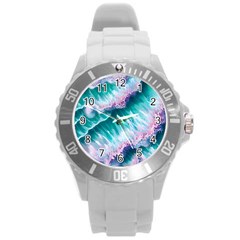 Summer Waves In Pink Iii Round Plastic Sport Watch (L)