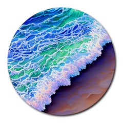 Blue Wave Ii Round Mousepad by GardenOfOphir