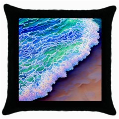 Blue Wave Ii Throw Pillow Case (Black)