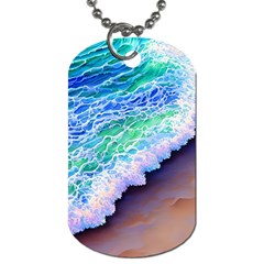 Blue Wave Ii Dog Tag (one Side) by GardenOfOphir