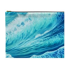 Blue Ocean Wave Watercolor Ii Cosmetic Bag (xl) by GardenOfOphir