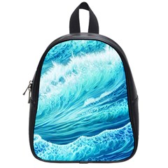 Blue Ocean Wave Watercolor Ii School Bag (small) by GardenOfOphir