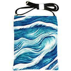 Abstract Blue Ocean Waves Shoulder Sling Bag by GardenOfOphir