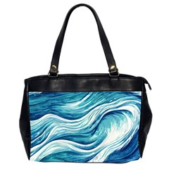 Abstract Blue Ocean Waves Oversize Office Handbag (2 Sides) by GardenOfOphir