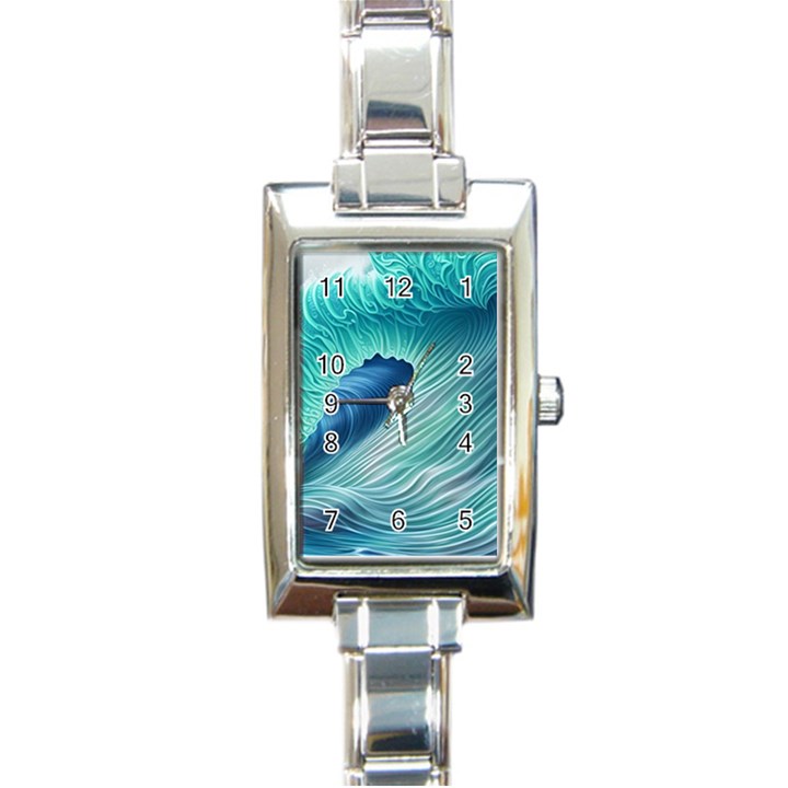 Summer Ocean Waves Rectangle Italian Charm Watch