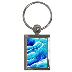 Simple Blue Ocean Wave Key Chain (rectangle) by GardenOfOphir