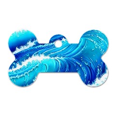 Simple Blue Ocean Wave Dog Tag Bone (two Sides) by GardenOfOphir