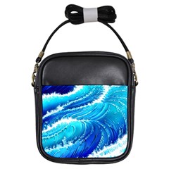 Simple Blue Ocean Wave Girls Sling Bag by GardenOfOphir