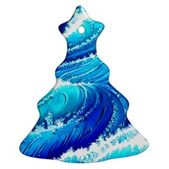 Simple Blue Ocean Wave Christmas Tree Ornament (two Sides) by GardenOfOphir