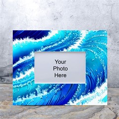 Simple Blue Ocean Wave White Tabletop Photo Frame 4 x6  by GardenOfOphir