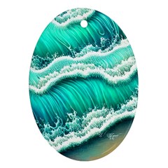 Ocean Waves Design In Pastel Colors Ornament (Oval)