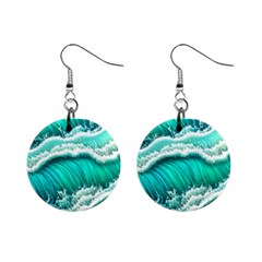 Ocean Waves Design In Pastel Colors Mini Button Earrings by GardenOfOphir