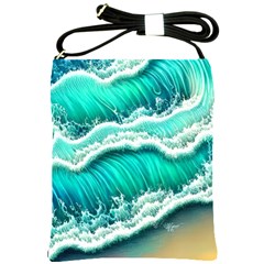 Ocean Waves Design In Pastel Colors Shoulder Sling Bag by GardenOfOphir