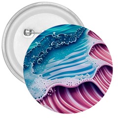 Pink Wave Crashing On The Shore 3  Buttons by GardenOfOphir