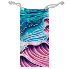 Pink Wave Crashing On The Shore Jewelry Bag