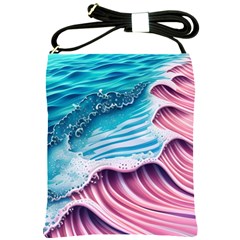 Pink Wave Crashing On The Shore Shoulder Sling Bag by GardenOfOphir