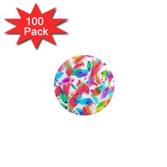 Feathers Pattern Background Colorful Plumage 1  Mini Magnets (100 Pack)  by Ravend