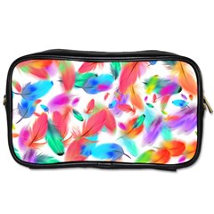 Feathers Pattern Background Colorful Plumage Toiletries Bag (one Side)