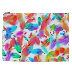 Feathers Pattern Background Colorful Plumage Cosmetic Bag (xxl) by Ravend