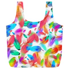 Feathers Pattern Background Colorful Plumage Full Print Recycle Bag (xl) by Ravend