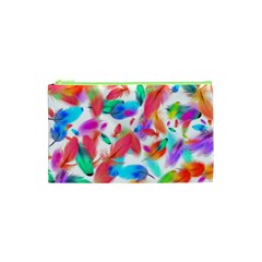 Feathers Pattern Background Colorful Plumage Cosmetic Bag (xs)