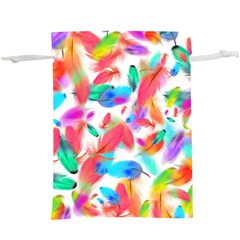 Feathers Pattern Background Colorful Plumage Lightweight Drawstring Pouch (xl)