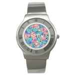 Painting Watercolor Abstract Design Artistic Ink Stainless Steel Watch Front