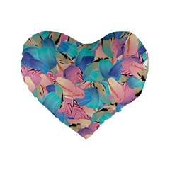 Painting Watercolor Abstract Design Artistic Ink Standard 16  Premium Flano Heart Shape Cushions by Ravend