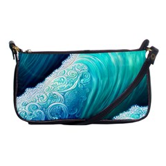 Abstract Waves In Blue And Green Shoulder Clutch Bag by GardenOfOphir