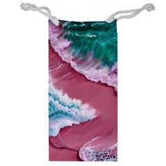 Ocean Waves In Pink Jewelry Bag by GardenOfOphir