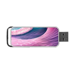 Pink Waves On The Beach Ii Portable Usb Flash (one Side) by GardenOfOphir