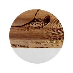 Pink Waves On The Beach Ii Marble Wood Coaster (round) by GardenOfOphir