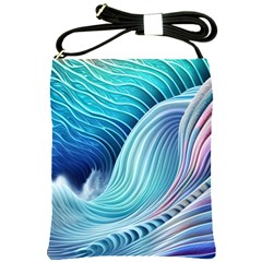 Ocean Waves Pastel Shoulder Sling Bag by GardenOfOphir