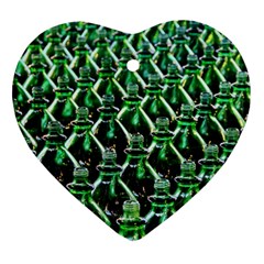 Bottles Green Drink Pattern Soda Refreshment Ornament (heart)