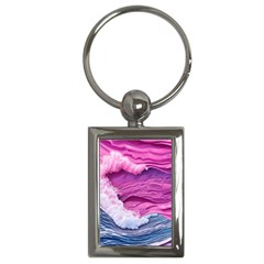 Abstract Pink Ocean Waves Key Chain (rectangle) by GardenOfOphir