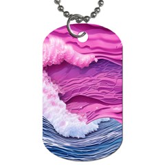 Abstract Pink Ocean Waves Dog Tag (one Side) by GardenOfOphir